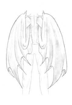 an image of a drawing of a dragon's head with long wings and horns