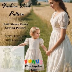 Puff Sleeve Summer Dress, Puff Sleeve Dress Sewing Pattern, Fairy Cottagecore Dress Pattern Maxi dress ,XS-4XL ⭐The download link of the gift product is in the same file. ⭐US Sizes: 2, 4, 6, 8, 10, 12, 14, 16, 18, 20, 22, 24, 26, 28, 30 ⭐Standard Sizes: XS, S, M, L, XL, 2XL, 3XL, 4XL ⭐These patterns are suitable for A4, A0, and US Letter size papers. ⭐Once your payment is processed, you will automatically receive download links for the pattern files. Please note that you can only download the fi Girls Maxi Dress Pattern, Mommy And Me Sewing Patterns, Cottage Dress Pattern, Cottage Core Dress Pattern, Dress Bodice Pattern, Cottagecore Dress Pattern, Puffy Sleeve Dress, Cottage Dress, Combination Dresses