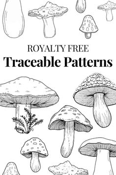 mushroom patterns for tracing and making DIY pyrography projects out of. Wood Burning Templates, Beginner Wood Burning Pattern, Easy Pencil Drawing, Wood Burning Tips, Pyrography Designs, Wood Burning Patterns Stencil, Wood Burning Stencils, Wood Burning Techniques