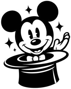 mickey mouse in top hat with stars on it's head and his arms out