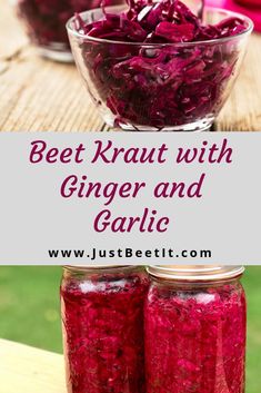 beet krat with ginger and garlic in jars