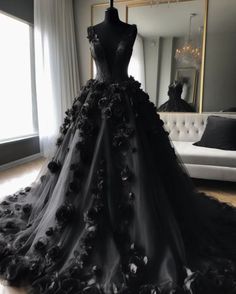 Gothic Ballgown Aesthetic, Black Ballgown Victorian, Morticia Addams Prom Dress, Black Fairytale Wedding Dress, Goth Fairy Dress, Black Princess Wedding Dress, Black Princess Dress Ball Gowns, Black Fairy Wedding, Dark Fairytale Wedding Dress