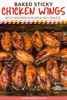 baked sticky chicken wings with brown sugar and soy sauce