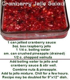 the ingredients for cranberry jello salad are shown