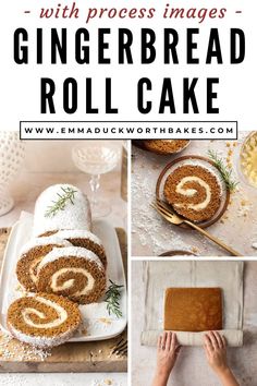 gingerbread roll cake with process images