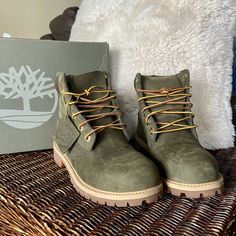 Waterproof Timberland Boots Olive Green Timberland Waterproof Boots. Comes In Original Box With The Original Timberland Guaranteed Tags. Condition: Brand New/Never Worn Size: Juniors 5.5 (Can Fit Up To A Size 6 And Women’s Size 8) Green Waterproof Boots For Walking, Green Weatherproof Boots For Outdoor Work, Green Waterproof Boots For Outdoor Work, Waterproof Green Boots For Outdoor, Casual Green Insulated Waterproof Boots, Timberland Insulated Hiking Boots With Round Toe, Waterproof Adventure Boots With Round Toe, Green Walking Boots With Round Toe, Green Waterproof Walking Boots