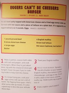 the instructions for eggs can't be cheesers burgers