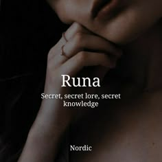 a woman with her hand on her face and the words runa in front of her