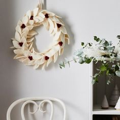 Global Goods Partners Felt Mistletoe Holiday Wreath, Green or White, Handmade on Food52 Wreath With Oranges, Felt Mistletoe, How To Make Eggnog, Billy Buttons, Felt Wreath, Flower Stems, Colorful Bouquet, Kathmandu Nepal, Wreaths And Garlands