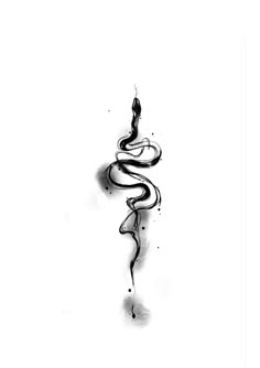 a black and white drawing of a snake on a wall with water drops coming out of it