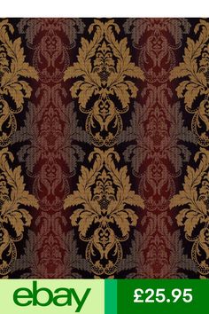 an ornate red and gold wallpaper pattern