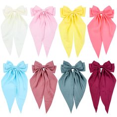 PRICES MAY VARY. Material: These large hair bows for women are crafted from high-quality silky satin, offering a luxurious look and feel. The bows are securely attached to sturdy metal hair clips, ensuring longevity and a secure hold throughout the day. The use of silky satin adds a touch of elegance to the overall design. Size: With a hair bow length of 40cm (16") and a width of 21cm (8.3"), these big bow French hair barrettes for girls and women are designed to stand out. The generous size of Hair Bows For Women, Yellow Watermelon, Big Hair Bows, Large Hair Bows, Watermelon Red, Hair Accessories Clips, Metal Hair Clips, Securely Attached, Bow Accessories