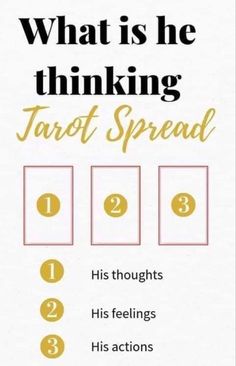 what is he thinking about? tarot spread with four squares and numbers in each square