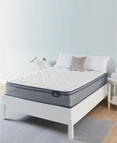 the mattress is made up and ready to be used in the bedroom or as a bed