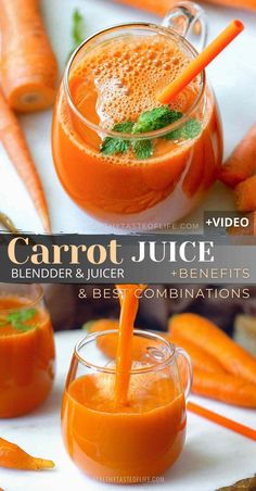 carrot juice recipe Smoothie Carrot, Carrot Juice Benefits, Juice Recipes For Kids, Carrot Juice Recipe, Kids Juice, Juicing Benefits, Ginger Juice