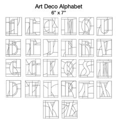 art deco alphabets are shown in black and white