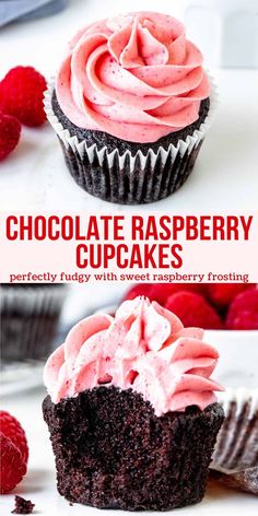 chocolate raspberry cupcakes with sweet raspberry frosting