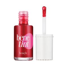 Benefit Cosmetics Benetint Lip and Cheek Stain What It Is This original rose-tinted stain is a see-through color for lips and cheeks that lasts. What You Get .2 fl oz. Benetint Cheek and Lip Stain What It Does Sheer and sexy on all complexions Gives an innocent yet provocative look Long-lasting wear How to Use Brush three strokes on the apples of your cheeks and blend quickly with fingertips. Dab on lips and blend. Repeat for a deeper rush of color. BEAUTY TIP: Wear under high beam (sold separat Lip Tint Benefit, Benefit Benetint, Best Lip Stain, Mini Mascara, Blush On Cheeks, Cheek Stain, Dior Addict, Eye Makeup Remover, Benefit Cosmetics