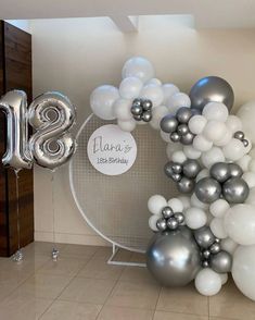 balloons are arranged in the shape of letters and numbers