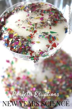 confetti cup filled with white frosting and sprinkles on top