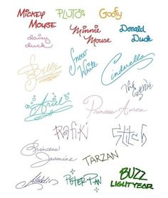 many different colored handwriting on a white paper with the words written in it and below them