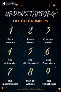 a poster with numbers and stars in the background that says, understanding life path numbers