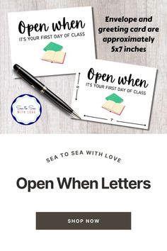 open when letters and envelopes with the words open when written on them