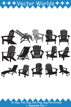 the silhouettes of chairs are shown in black and white