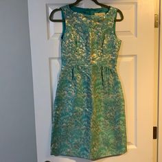 Stunning Dress. Never Worn Michael Kors Fitted Dresses For Spring, Fitted Michael Kors Dress For Spring, Michael Kors Fitted Spring Dresses, Michael Kors Dresses, Blue And Gold, Stunning Dresses, Cocktail Dresses, Teal Blue, Blue Gold