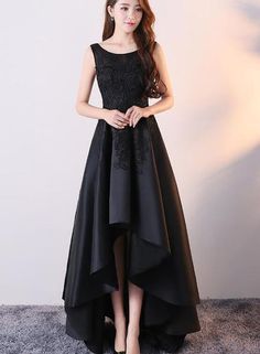 Black Lace Prom Dress, High Low Prom Dress, Black Formal Dress, Party Dress Black, Black Homecoming Dress, High Low Prom Dresses, 파티 드레스, Banquet Dresses, Prom Dresses Sleeveless