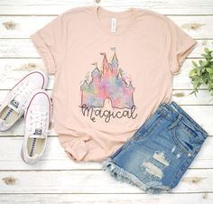 Watercolor Castle, Disney Cinderella Castle, Vacation Tshirt, Magical Castle, Disney Outfit