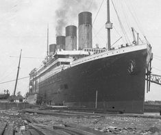 an old photo of a large ship in the water