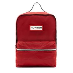 Hunter Original Nylon Kids Backpack Military Red Nwt Your Mini-Me Will Love Being Just Like The Grown-Ups With The Original Kids Backpack. The Water-Resistant Black Nylon Exterior Is Perfect For Adventurous Kids While The Square Design And Padded Straps Ensure Complete Comfort For Everyday Wear. As A Firm Member Of The Hunter Original Family, This Kids Backpack Features The Hunter Red, White, And Black Core Zip As Well As Mustache Detailing In A Nod To Their Iconic Original Tall Rain Boot Boot. Casual Red Backpack With Zipper Pocket, Red Nylon Bag With Zipper Pocket, Outdoor Red Bags With Zipper Closure, Trendy Red Backpack For Outdoor, Red Backpack For Students, Red Backpack With Zipper Closure For Students, Red Nylon Back-to-school Bags, Red Backpack With Zipper Closure For Outdoor Activities, Red Nylon Bags For Back To School