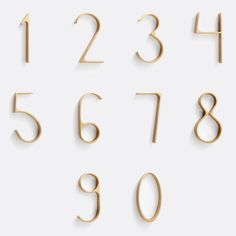 gold numbers and numerals on a white background