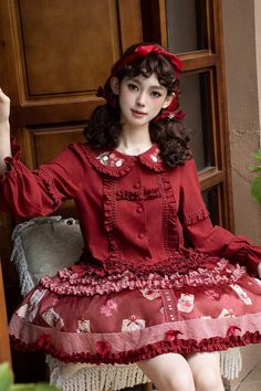 Red [Bell Strawberry Farm] Print Ruffle Embroidery Sweet Lolita Skirt – LolitaInside Gothic Princess, Strawberry Farm, Punk Dress, Sweet Lolita, 4 Way Stretch Fabric, Lolita Dress, Gothic Lolita, Fabric Color, Blue Dresses