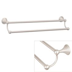 an image of two towel bars with handles on each side and the same one in stainless steel