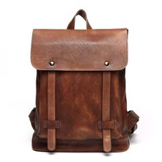 The Cooper Vintage Leather Backpack is crafted in an old-fashioned, preppy school bag style. This vintage backpack is made of high-quality genuine leather, giving it a unique vintage look. With many compartments, this cool vintage backpack fits a 15-inch laptop and can carry everything you need for your everyday use in an orderly fashion. The Cooper vintage leather backpack would be great as a laptop bag for school, college, work and everyday use. Bag For School College, Preppy School Bag, Backpack Inspiration, Bags For School, Laptop Screen Repair, Backpack Fits, Vintage Leather Backpack, Leather Backpack For Men, Bag For School