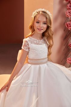 121 | alexandrina First Communion Dresses For Mom, First Communion Dresses Catholic, 1st Communion Dresses, Comunion Dress, White Communion Dress, Cappuccino Color, Ireland Dress, Long Satin Skirt, Girls First Communion Dresses