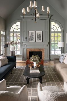 Long And Narrow Living Room Layout Ideas | The DIY Playbook Moody Living Room, Modern Colonial, Chris Loves Julia, Modern Cottage, Livingroom Layout, Family Rooms, Room Layout, Room Colors