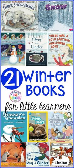 20 winter books for little learners with the title overlay that reads, 25 winter books for little learning