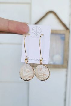 Beautiful natural handpicked seashells handcrafted into elegant dangle earrings. Lined in liquid gold foil affixed to gold plated kidney bean hoop dangles.  Perfect jewelry gift for daughter, mom, friend, or any earring lover with a love of the ocean and beachy glam!  Seashells are authentic and should be handled with care. All metals used are hypoallergenic. Gold Teardrop Earrings For The Beach, Handmade 14k Gold Filled Jewelry For The Beach, Shell Drop Earrings Jewelry Set, Gold Shell Dangle Earrings, Shell Drop Earrings With Matching Set, Nickel-free Shell Gift, Handmade 14k Gold Filled Beach Earrings, Gold Teardrop Jewelry For Beach, Gold Teardrop Jewelry For The Beach