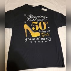 Womans 50th Birthday Shirt Size Large 50 Shirts 50th Birthday Women, 50th Birthday Shirts For Women, Womans 50th Birthday, Bday Shirts, Purple Graphic Tee, Harley T Shirts, Urban Outfitters Shirt, Lululemon Shirt, 50th Birthday Shirts