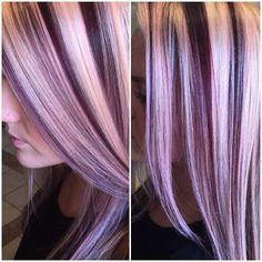 Purple Highlights Brown Hair, Purple Blonde Hair, Streaked Hair, Fall Highlights, Hair Color Plum, Photo Hair, Red Blonde Hair, Colors Hair