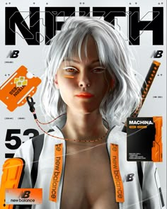 an image of a woman with white hair on the cover of a magazine or magazine