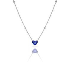 Effortlessly elegant 2.78ct heart shape sapphire prong set in 18k white gold chain with 8 round brilliant-cut diamonds, completed with lobster clasp. 2.78ct heart shape Ceylon Sapphire, GIA report 8 brilliant cut Diamonds 16 inches long 18k white gold chain Made to order - After placing your order, please allow up to 4 weeks for delivery. If you have any questions regarding this piece, contact us. Sapphire Heart Cut Necklace Fine Jewelry, Blue Sapphire Heart Necklace, Heart-shaped Sapphire Necklace For Formal, Luxury Sapphire Heart Necklaces, White Gold Sapphire Heart-cut Necklace, Heart-shaped Sapphire Necklace For Gift, Sapphire Heart Necklace, Heart Shaped Necklace, White Gold Chains