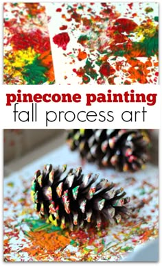 pinecone painting fall process art for kids