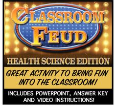 an advertisement for the classroom's interactive video game, classroom fud health science edition