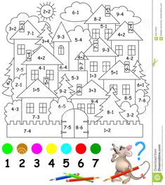 a coloring page with a mouse and color by numbers