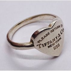 Tiffany & Co. Ring Please Return To Tiffany & Co New York 925 Silver 5.5 Please Return To Tiffany Heart Ring Size 5.5 Sterling Silver 925 Heart Measures About 12mm Top To Bottom Tiffany Heart Ring, Tiffany Co Rings, Jewelry Tiffany, Tiffany And Co Jewelry, Return To Tiffany, Tiffany Co Jewelry, Tiffany Heart, Womens Jewelry Rings, Tiffany & Co.