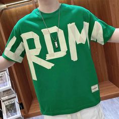 Hearujoy Man Tee Shirts Green Alphabet Rock Clothes Men's T-shirt Top Hip Hop Streetwear Kpop Hot Goth Grunge Quick-drying Stylish Xl Gym Please note 1 cm = 0.39 inch,1 inch = 2.54 cm ✅ M: Bust 92 cm ; Shoulder 43 cm ; Sleeve 20 cm ; T-shirt Length 64 cm ; Height 155-165 cm ; Weight 40-52.5 kg ✅ L: Bust 96 cm ; Shoulder 44 cm ; Sleeve 21 cm ; T-shirt Length 66 cm ; Height 160-170 cm ; Weight 50-62.5 kg ✅ XL: Bust 100 cm ; Shoulder 45 cm ; Sleeve 22 cm ; T-shirt Length 68 cm ; Height 165-175 cm ; Green Crew Neck Band Merch T-shirt, Green Crew Neck T-shirt Band Merch, Green Band Merch T-shirt For Summer, Green Hip Hop Tops For Summer, Green Hip Hop Top For Summer, Hip Hop Short Sleeve Shirt With Letter Print, Green Graphic Band Merch Tops, Green Cotton Tops With Graphic Design, Green Hip Hop Crew Neck Top